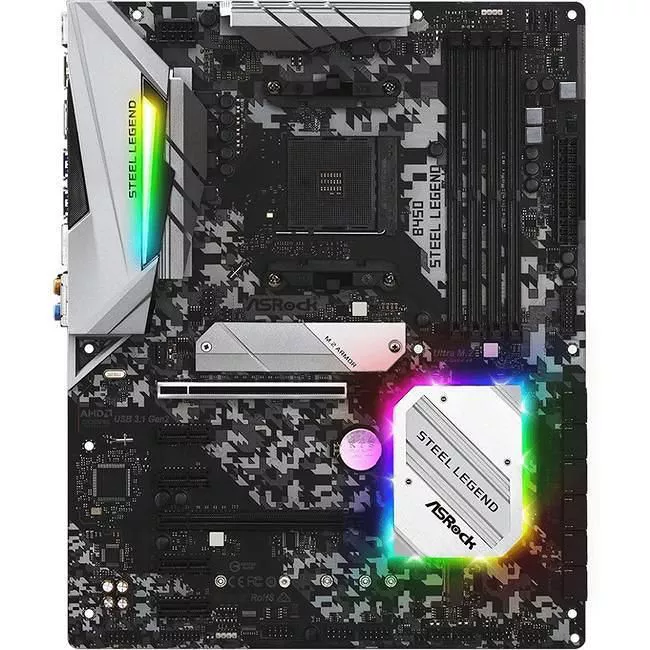 ASRock B450 STEEL LEGEND Desktop Motherboard - AMD B450 Chipset - Socket  AM4 - ATX | Exxact