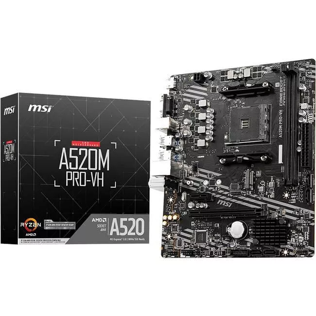 MSI A520M PRO VH Desktop Motherboard - AM4 - AMD A520 - Micro ATX