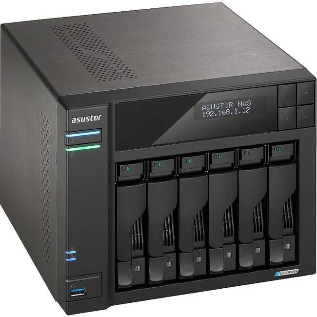 ASUSTOR AS6706T 6 Bay NAS - Quad-Core 2.0GHz - Dual 2.5GbE - 8GB DDR4 - 4  M.2